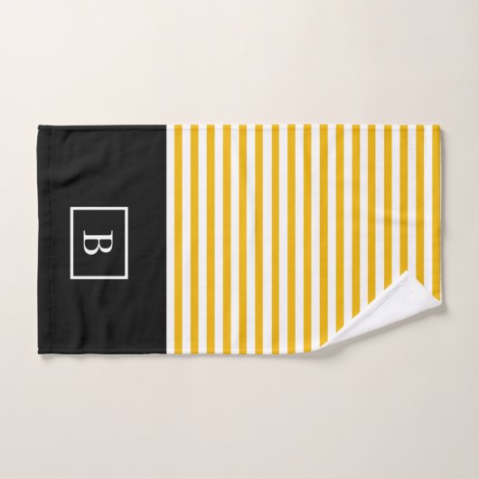 La serviette de rayure de monogramme a placé - la (Serviette à main)
