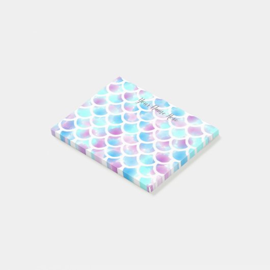 La sirène d'aquarelle mesure des notes de post-it (Incliné)