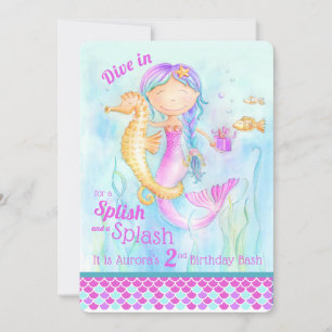 La sirène des invitations d'anniversaire de deux a