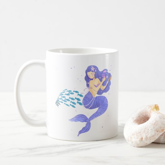La sirène et son poisson de l'école Coffee Mug (Avec donut)