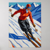 LA SKIEUSE (De Skiër) - Origineel Art Deco kunstwe Poster (Voorkant)