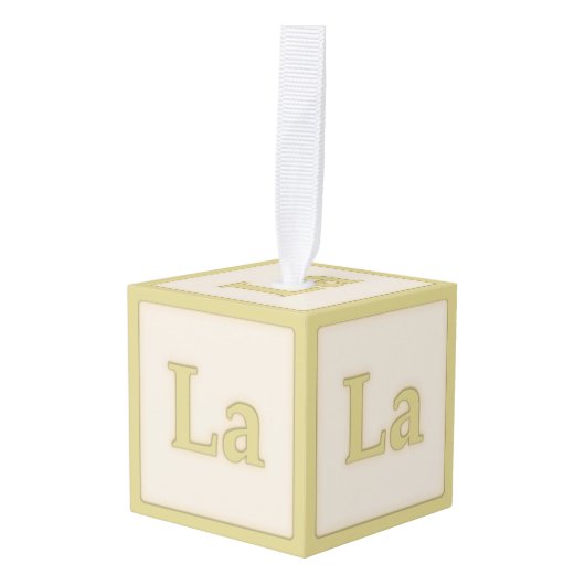 "La" Solfeggio Musical Baby Blocks Yellow Kubus Ornament (Voorkant hoekig)
