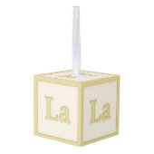 "La" Solfeggio Musical Baby Blocks Yellow Kubus Ornament (Achter hoekig)