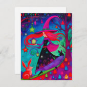 La sorcière de Noël Carte de vacances 10 modèles (Devant / Derrière)