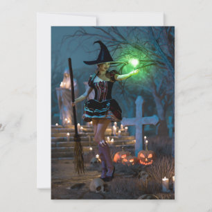 La sorcière d'Halloween sur la carte de la forêt