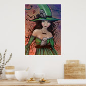 La sorcière et les hiboux Poster d'Halloween (Cuisine)