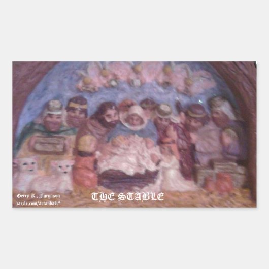"LA STABLE DE NOËL" RECTANGULAIRE STICKER (Devant)
