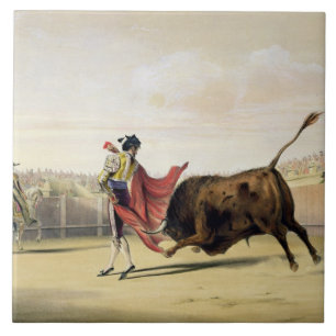 La Suerte de la Capa, 1865 (kleur litho) Tegeltje