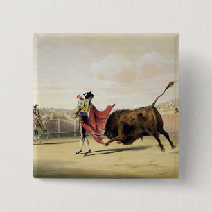La Suerte de la Capa, 1865 (kleur litho) Vierkante Button 5,1 Cm