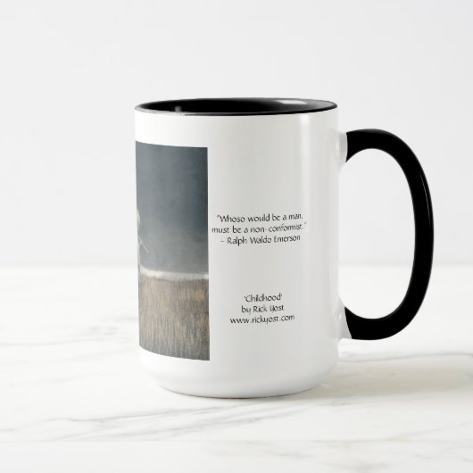 la tasse 15oz avec l'art de "enfance" et l'Emerson (Droite)
