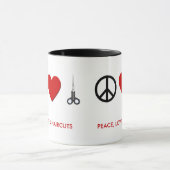 La tasse de café de coiffeur - paix, amour, coupes (Centre)