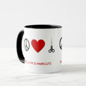 La tasse de café de coiffeur - paix, amour, coupes (Devant gauche)