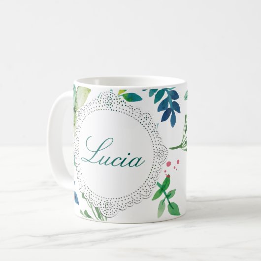 La tasse de café nommée faite sur commande de vert (Devant gauche)