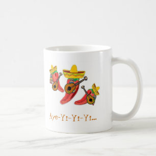 La tasse de café, poivrons de piments, mariachi se