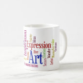 La tasse de l'artiste - inspiration, nuage de mot (Devant droit)