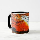 La tasse orientée d'art d'automne "brûlant part " (Devant gauche)