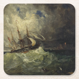 La Tempête – Félix Ziem Vierkante Kartonnen Onderzetter