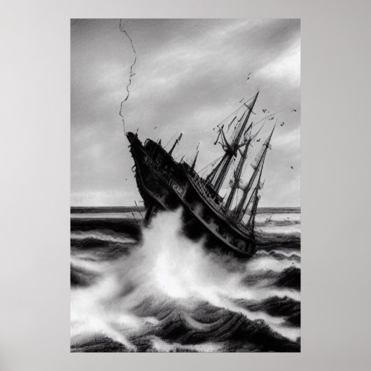 La tempête sur la mer | AI Art Poster (Devant)