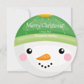 La tête de Snowman Joyeuse carte de Noël (Devant)