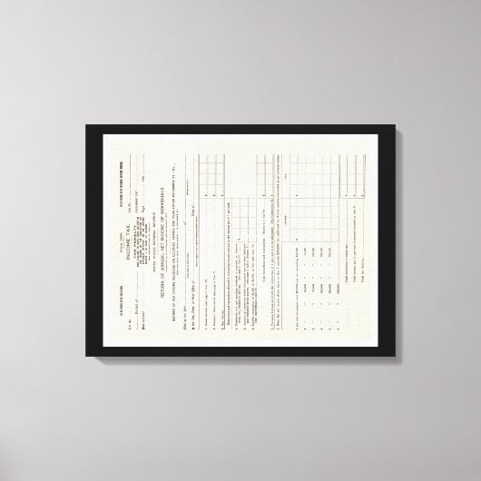 La toile du premier formulaire d'impôt sur le reve (Recto)