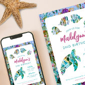 La tortue de mer sous la mer Invitation d'annivers