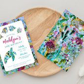 La tortue de mer sous la mer Invitation d'annivers