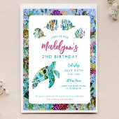 La tortue de mer sous la mer Invitation d'annivers