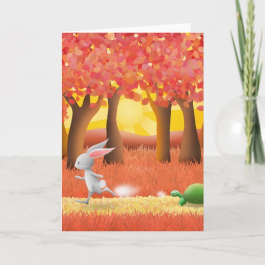 La Tortue et le lièvre - carte de voeux (Devant)