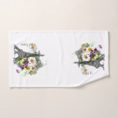 La Tour Eiffel Daisies Violets La Tour Romantique  (Serviette à main)