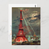 La Tour Eiffel en Carte postale rouge (Devant / Derrière)