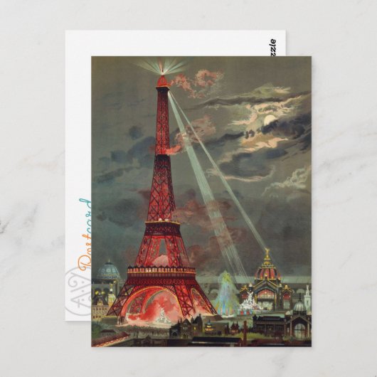 La Tour Eiffel en Carte postale rouge (Devant / Derrière)