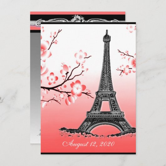 La Tour Eiffel Parisienne Invitations au mariage r (Devant / Derrière)