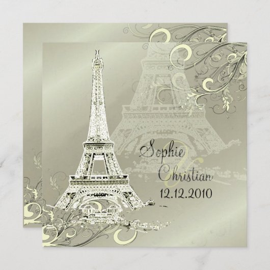 LA TOUR EIFFEL TOWER WEDDING INVITATIONS KAART (Voorkant / Achterkant)