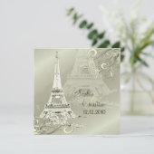 LA TOUR EIFFEL TOWER WEDDING INVITATIONS KAART (Staand voorkant)