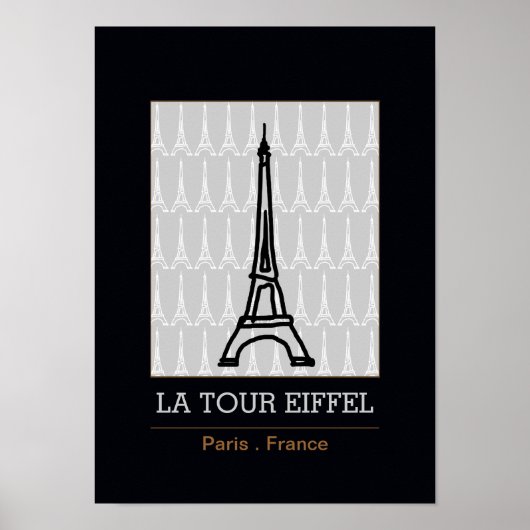 La Tour Eiffel/zwart-wit Poster (Voorkant)