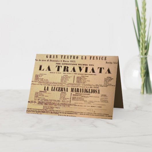 La Traviata World Premiere Poster (1853) Kaart (Voorkant)