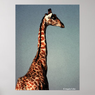La triste girafe - Impression d'aquarelle numériqu