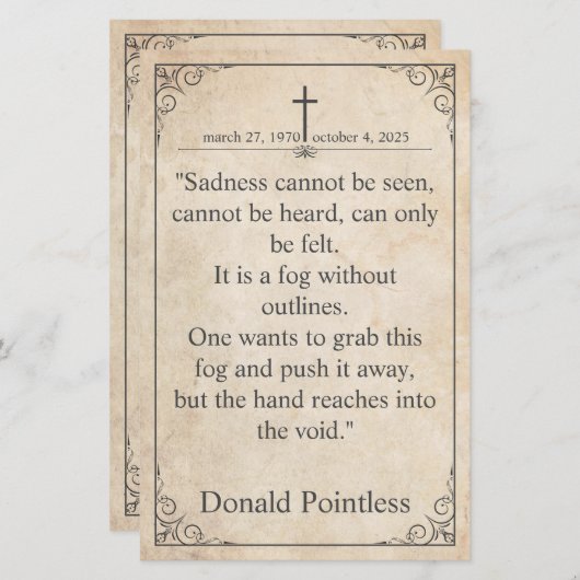 La tristesse ne peut être vue - Carte funéraire vi (Devant / Derrière)