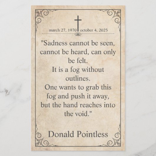 La tristesse ne peut être vue - Carte funéraire vi (Devant)