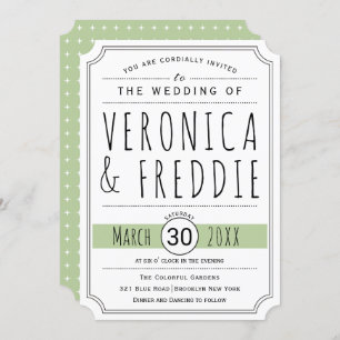 La typographie moderne faire-part de mariage vert