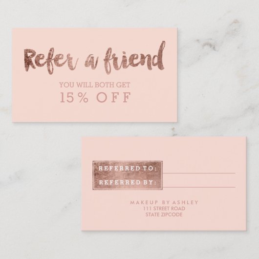 La typographie rose moderne d'or de carte de (Devant / Derrière)