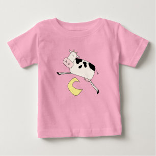 La vache saute par-dessus des T-shirts et des