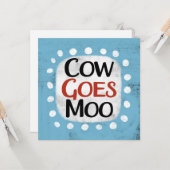 La vache va à la carte de voeux Moo (Devant/Arrière en situation)