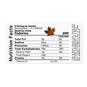 La valeur nutritive Petit Étiquette à feuille d'ér