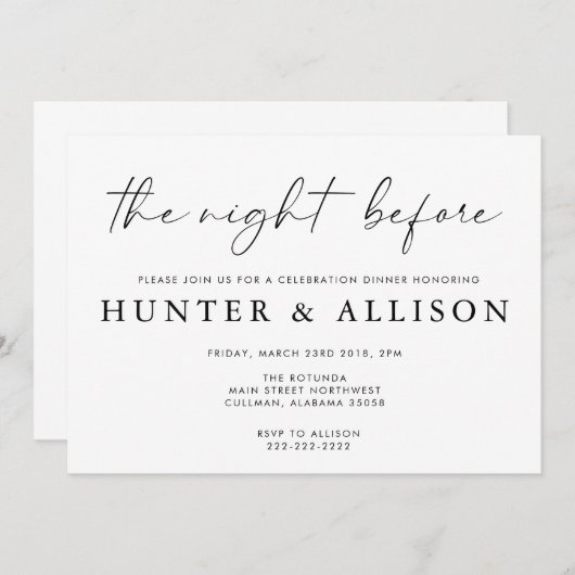 La veille | Invitation (Devant / Derrière)