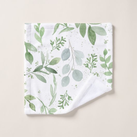 La verdure de feuille d'aquarelle remettent (Gant de toilette)