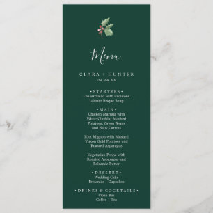 La verdure de Noël Menu Dîner Mariage Vert