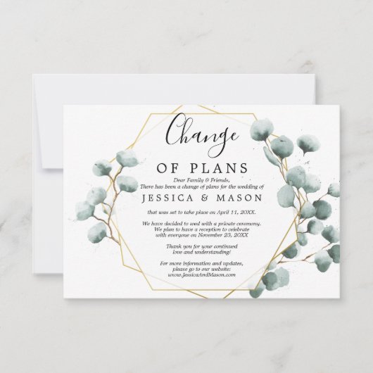 La verdure des Eucalyptus reportée Faire-part Mari (Devant)