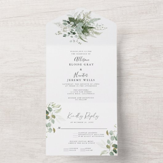 La verdure en un seul Faire-part de mariage (À l'intérieur)