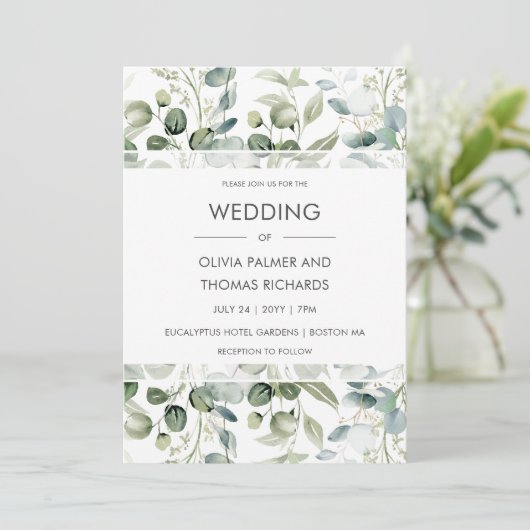 La verdure | Faire-part de mariage blanc moderne (Debout devant)